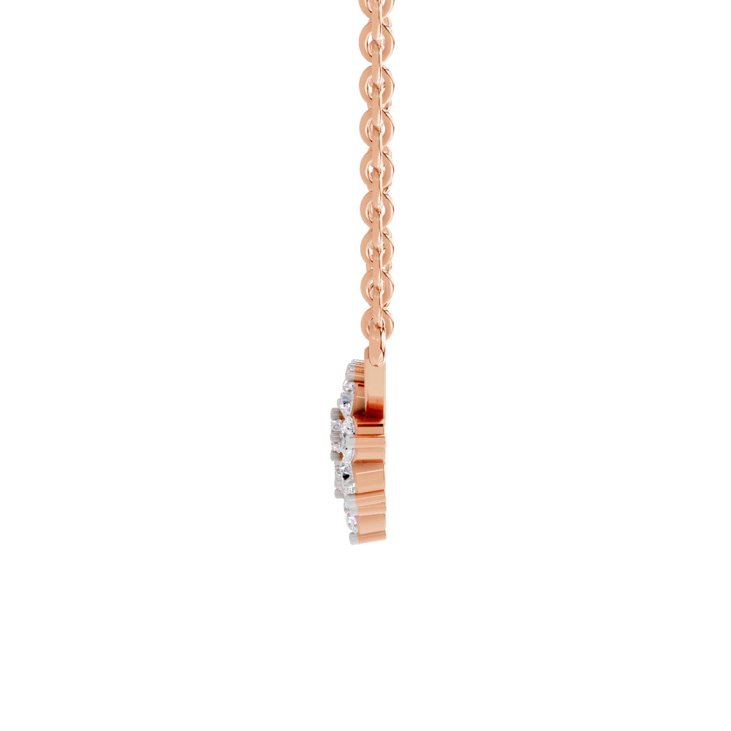 0.92 Carat Floral Diamond Necklace 14K - Rose Gold