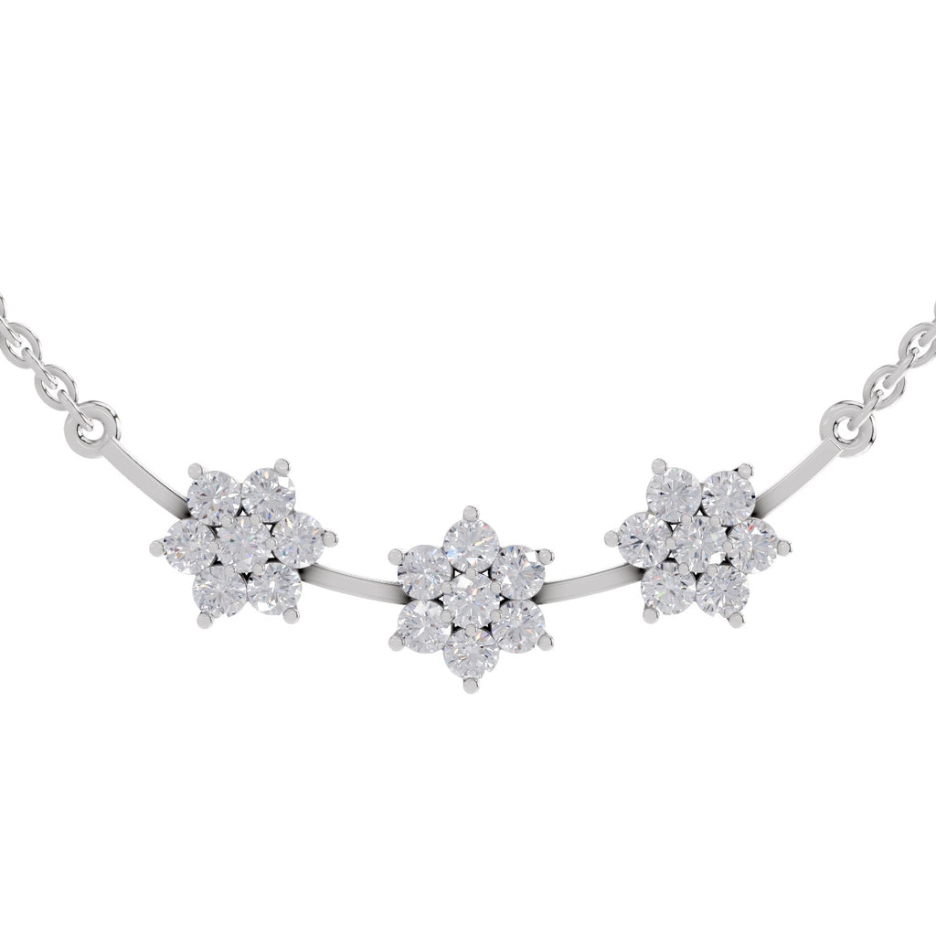 0.92 Carat Floral Diamond Necklace 14K - White Gold