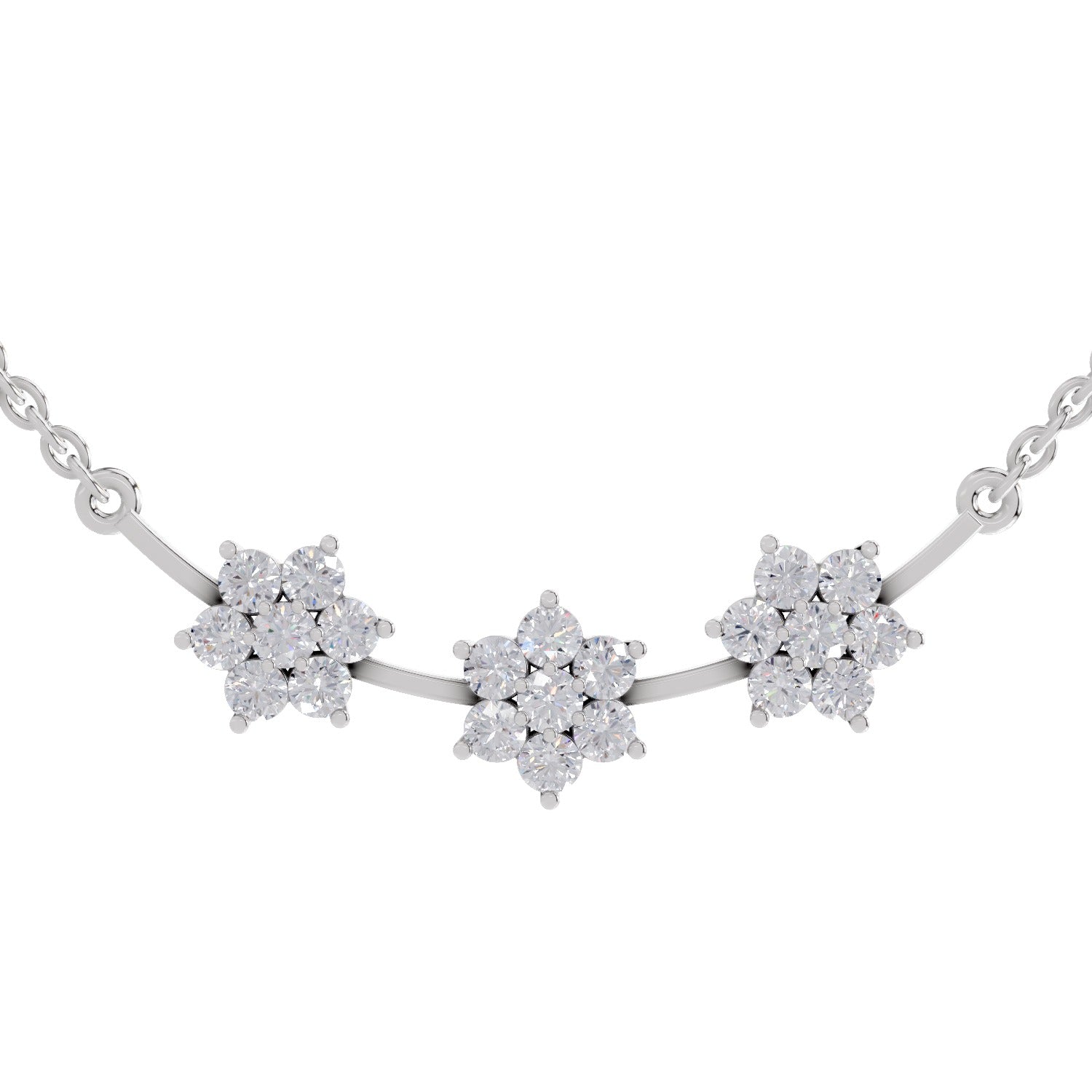 0.92 Carat Floral Diamond Necklace 14K - White Gold