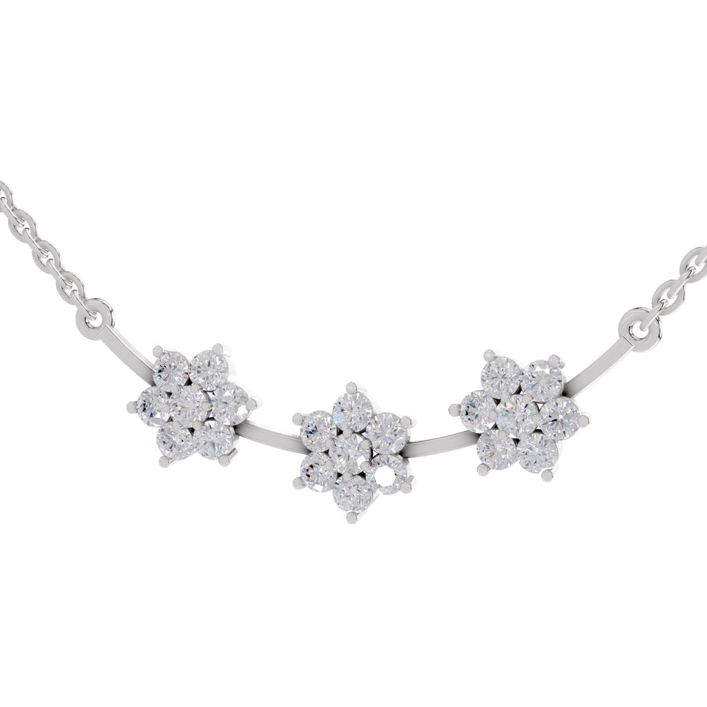 0.92 Carat Floral Diamond Necklace 14K - White Gold