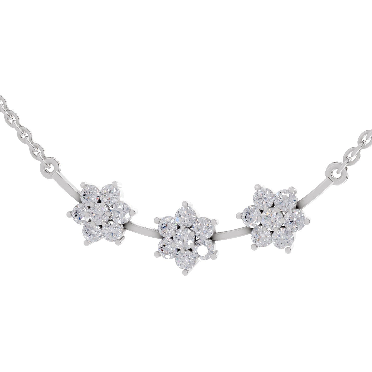 0.92 Carat Floral Diamond Necklace 14K - White Gold