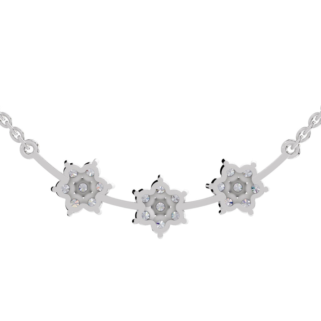 0.92 Carat Floral Diamond Necklace 14K - White Gold