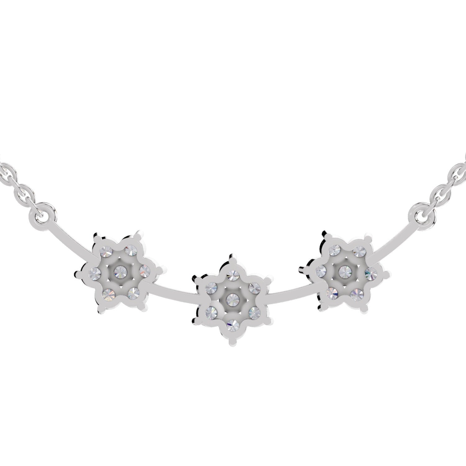 0.92 Carat Floral Diamond Necklace 14K - White Gold