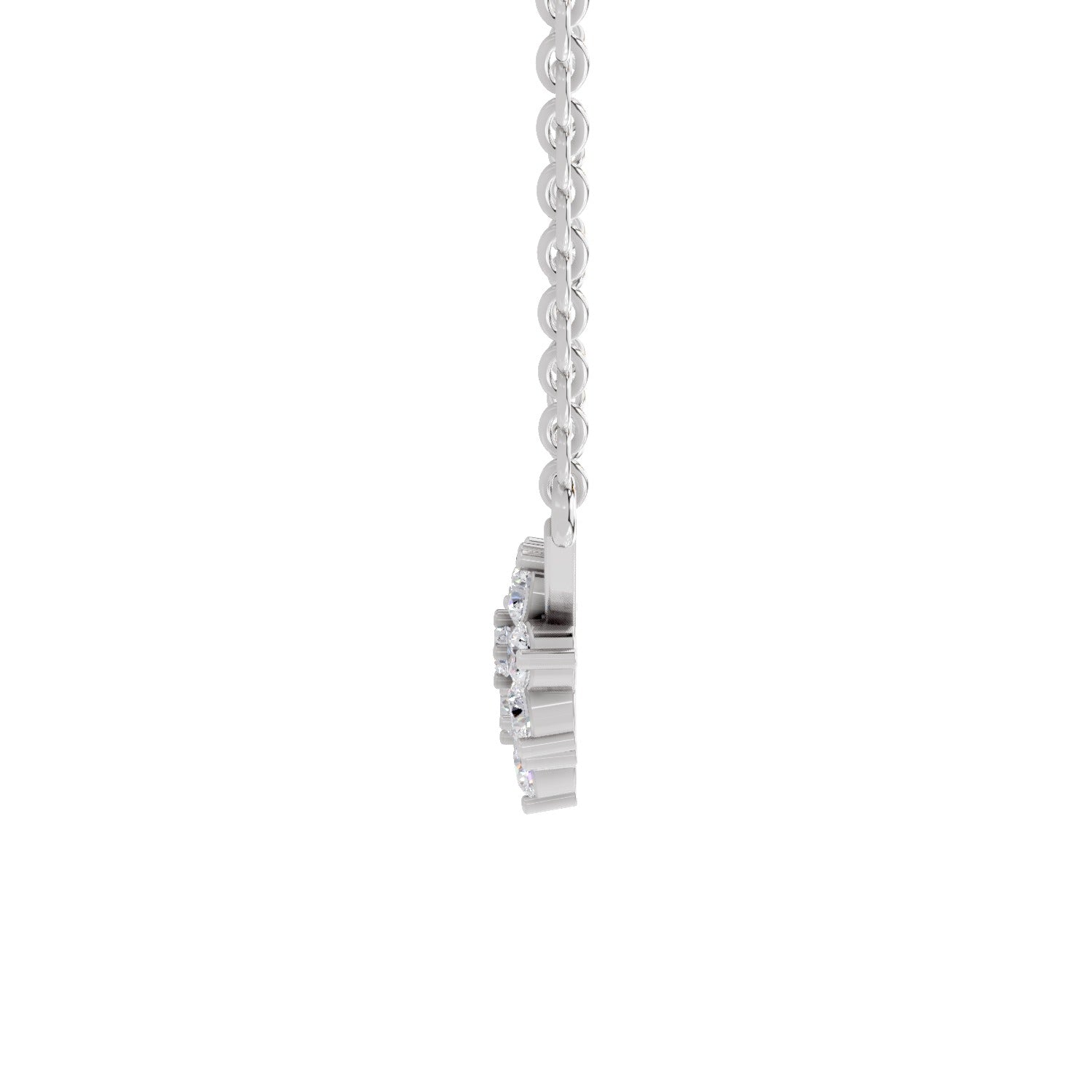 0.92 Carat Floral Diamond Necklace 14K - White Gold