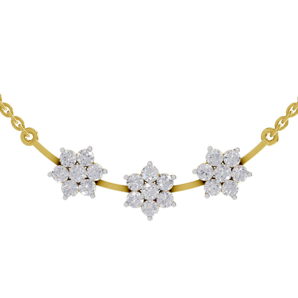 0.92 Carat Floral Diamond Necklace 14K