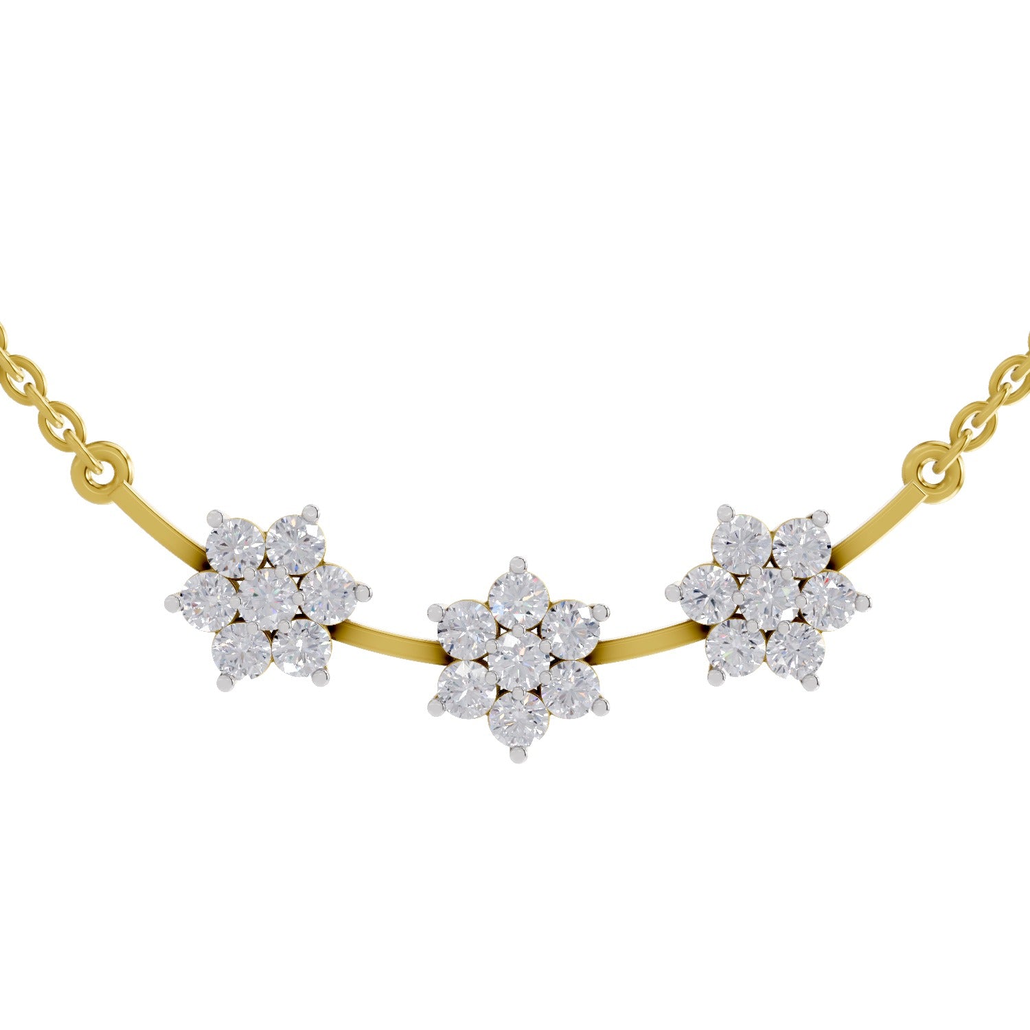 0.92 Carat Floral Diamond Necklace 14K