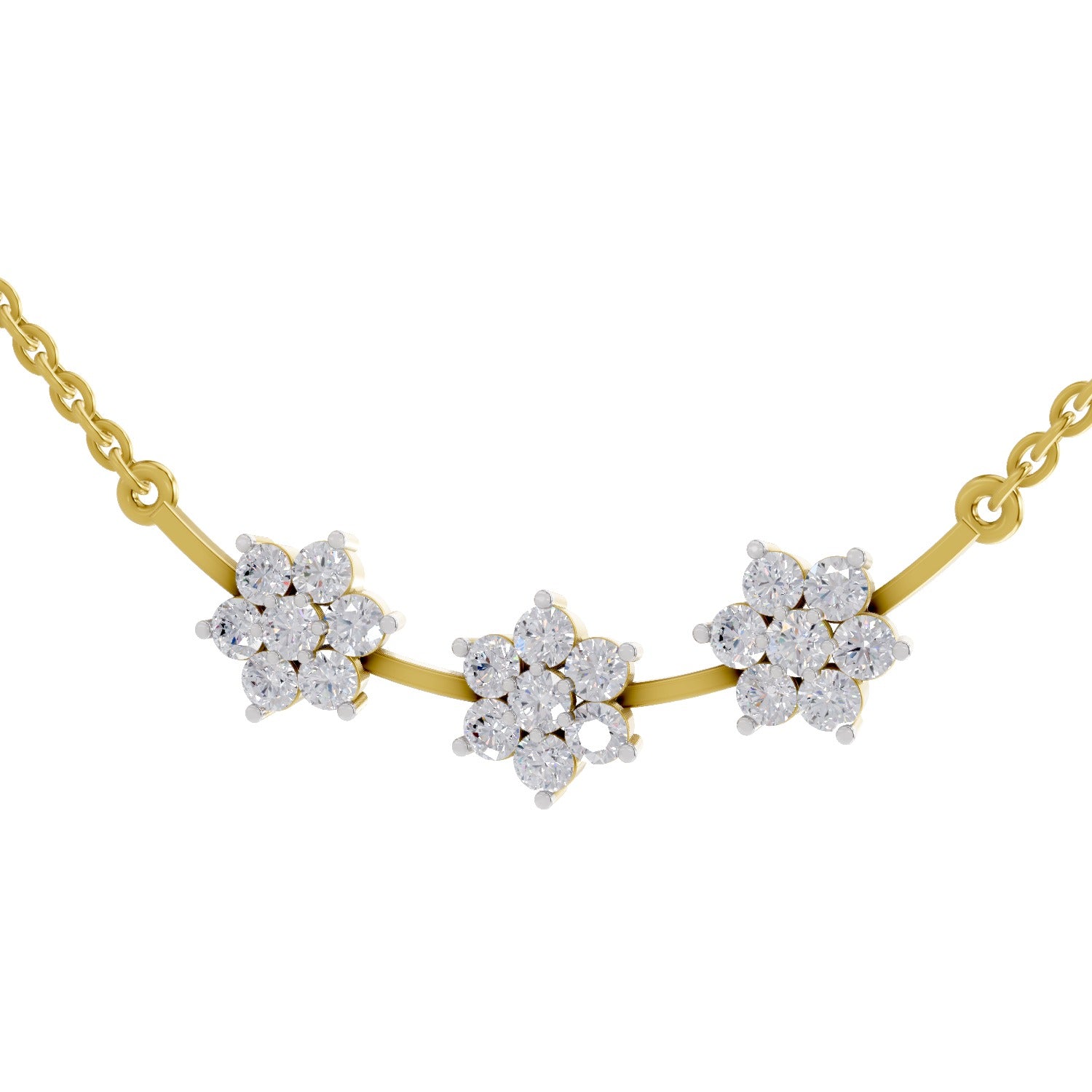 0.92 Carat Floral Diamond Necklace 14K