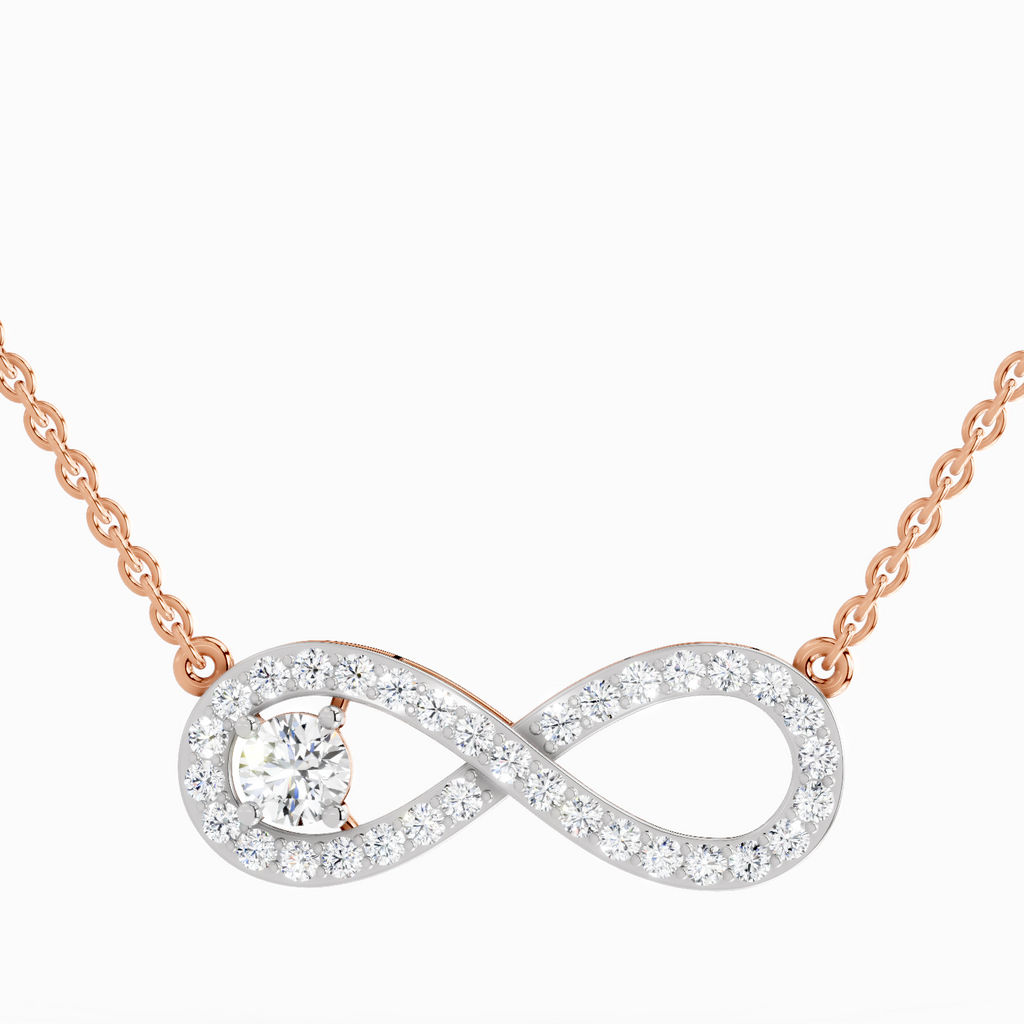 1.2 Carat Round Infinity Pendant Necklace 14K - Rose Gold