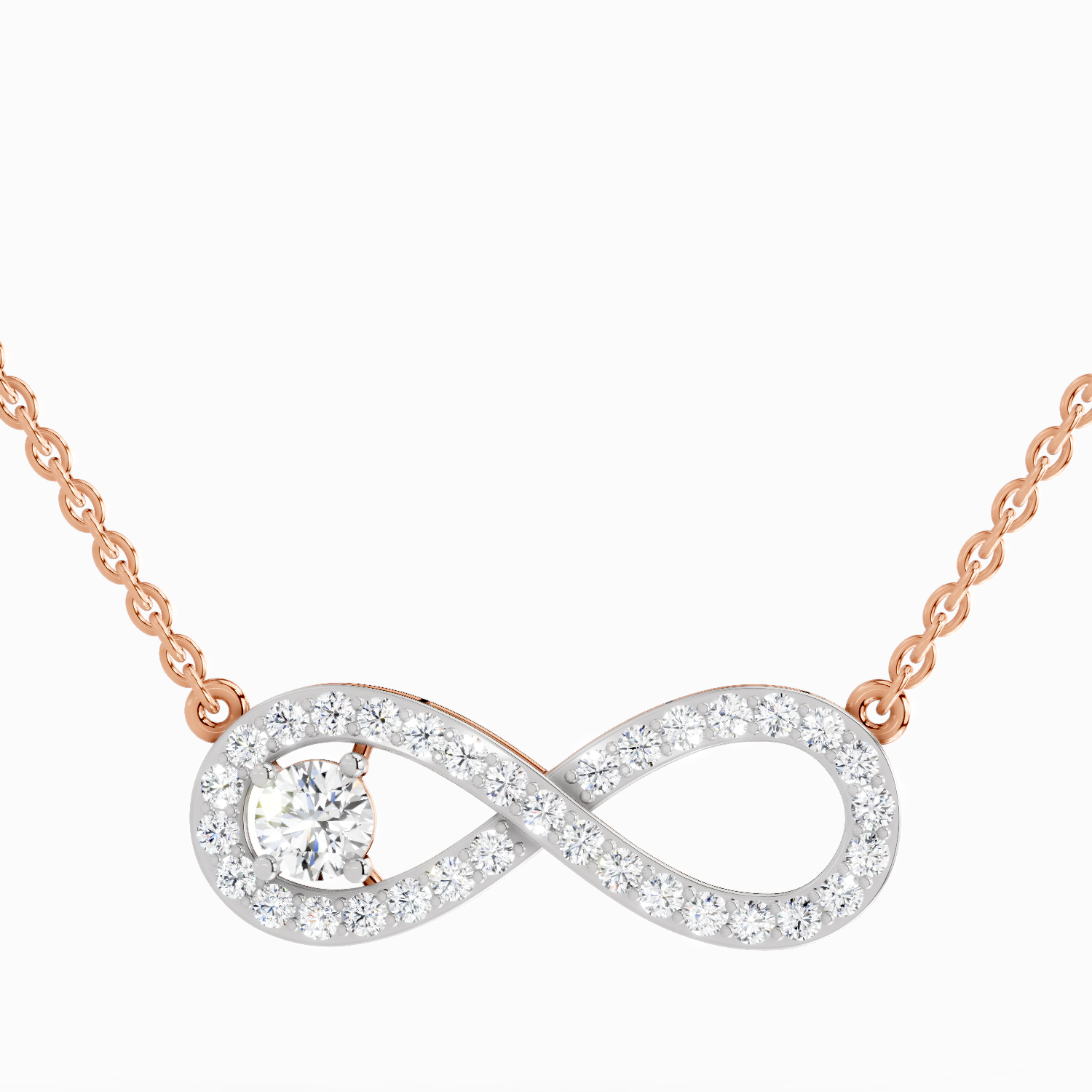 1.2 Carat Round Infinity Pendant Necklace 14K - Rose Gold