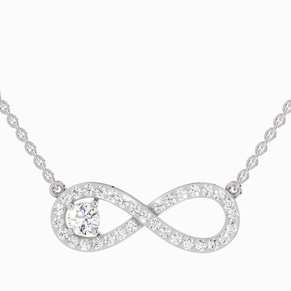 1.2 Carat Round Infinity Pendant Necklace 14K - White Gold