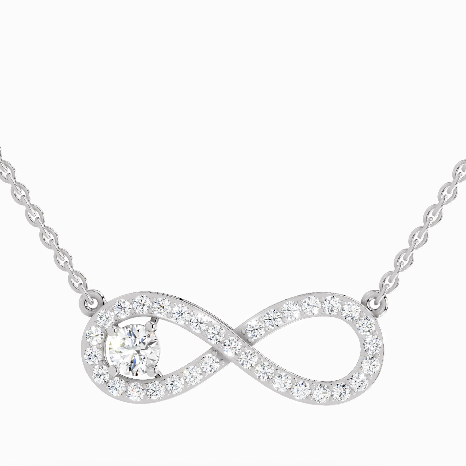 1.2 Carat Round Infinity Pendant Necklace 14K - White Gold
