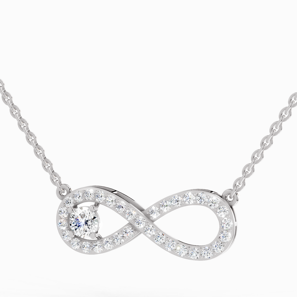 1.2 Carat Round Infinity Pendant Necklace 14K - White Gold