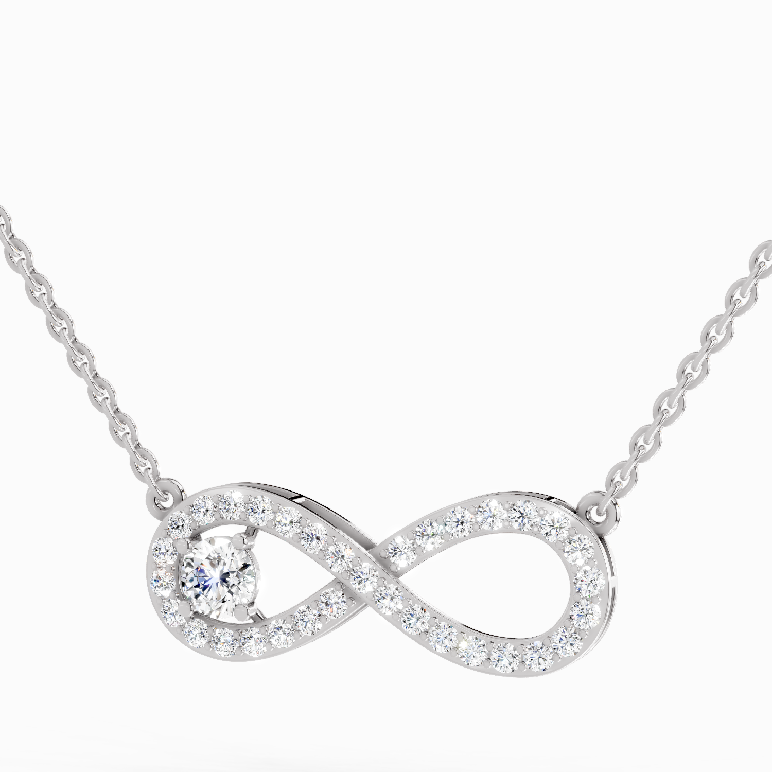 1.2 Carat Round Infinity Pendant Necklace 14K - White Gold