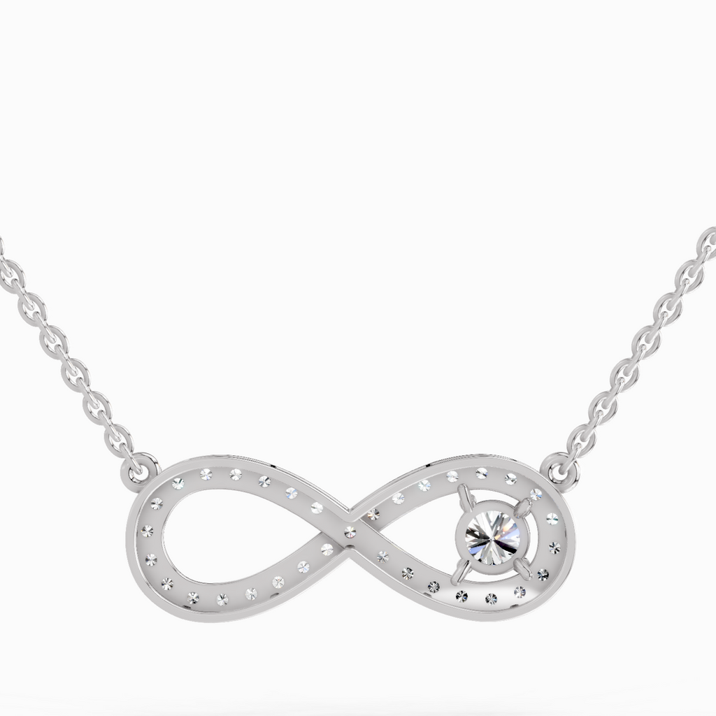 1.2 Carat Round Infinity Pendant Necklace 14K - White Gold