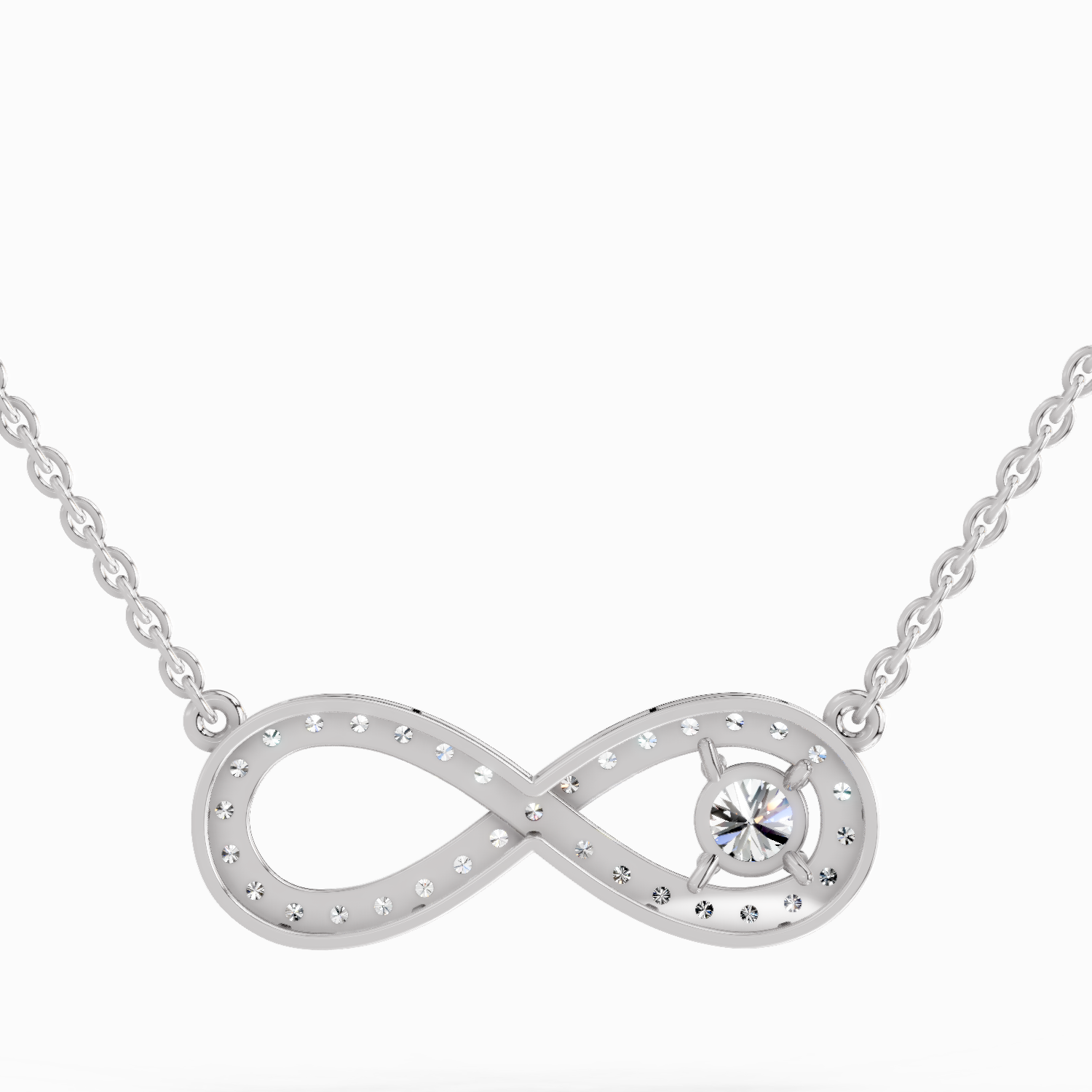 1.2 Carat Round Infinity Pendant Necklace 14K - White Gold