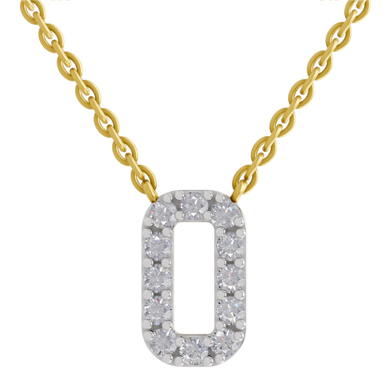 0.53 Carat Round Alphabet O Necklace 14K - Rose Gold