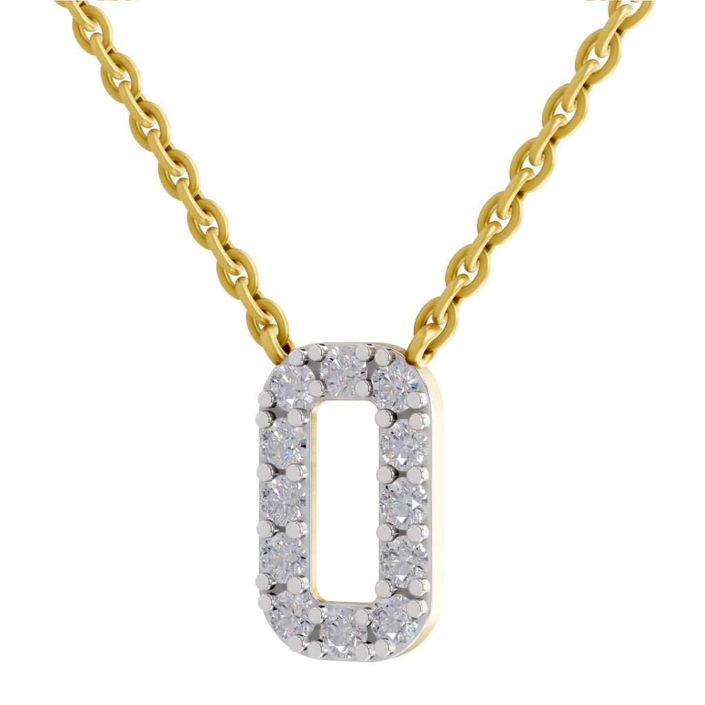 0.53 Carat Round Alphabet O Necklace 14K - Rose Gold