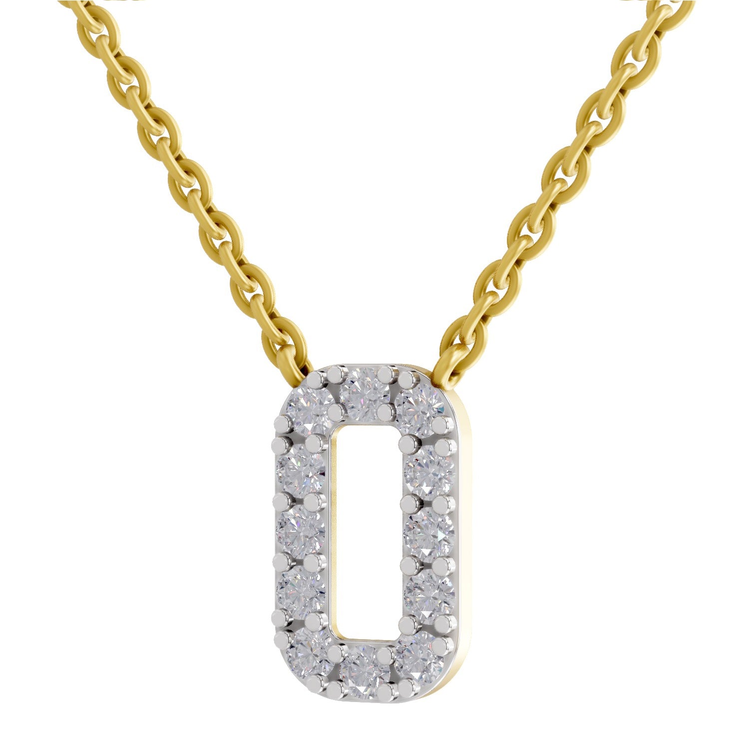 0.53 Carat Round Alphabet O Necklace 14K - Rose Gold
