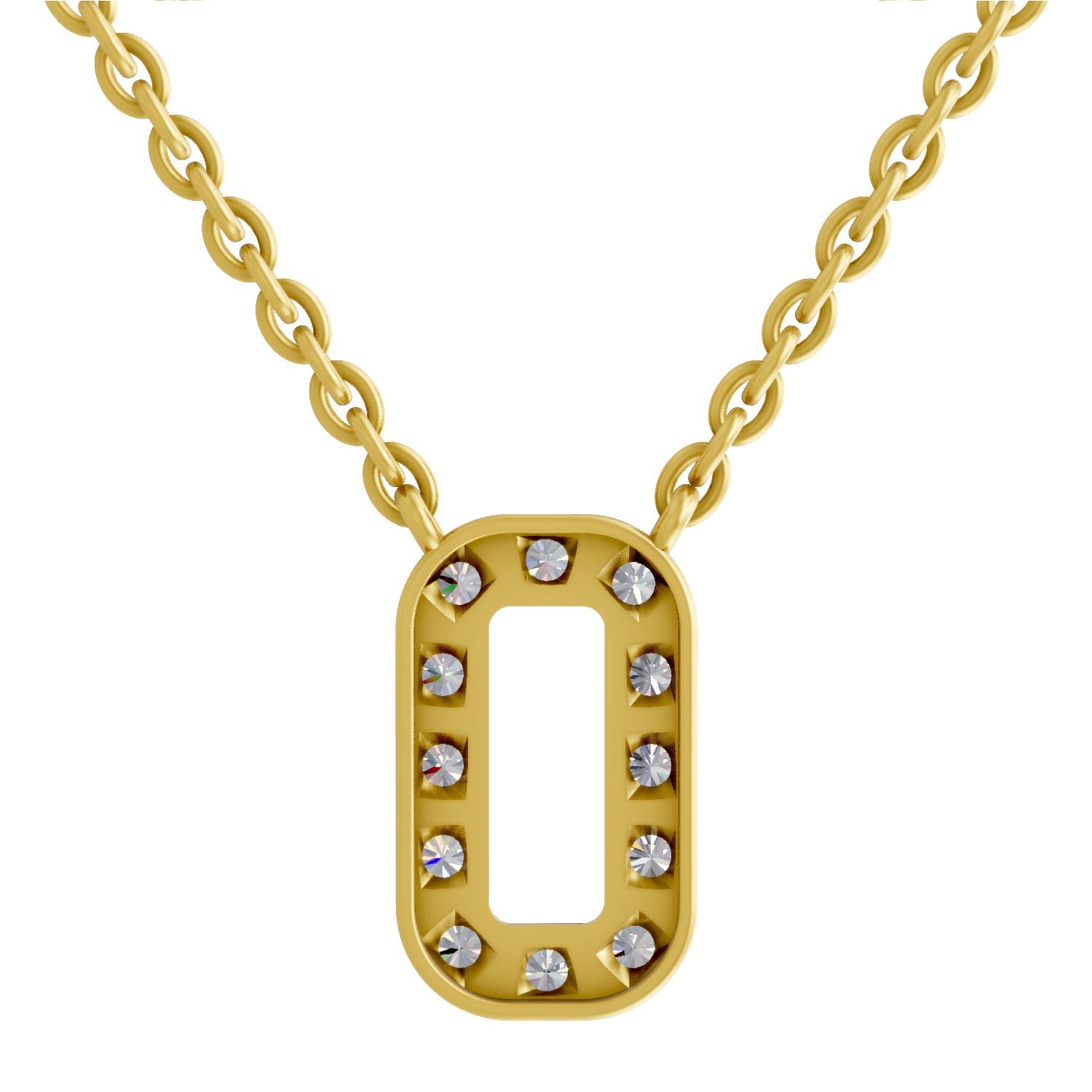 0.53 Carat Round Alphabet O Necklace 14K - Rose Gold