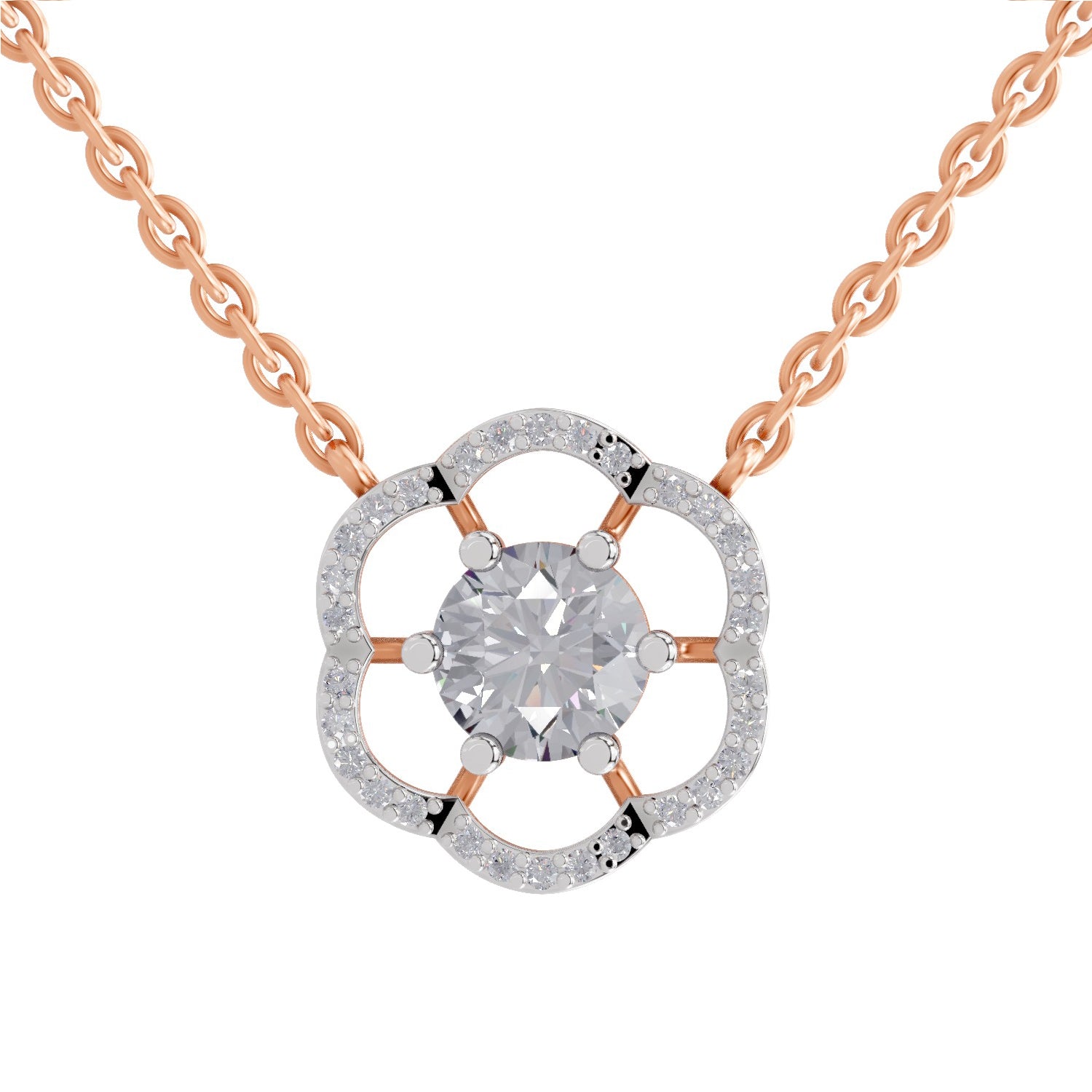 Ethereal Round Floral Diamond Necklace