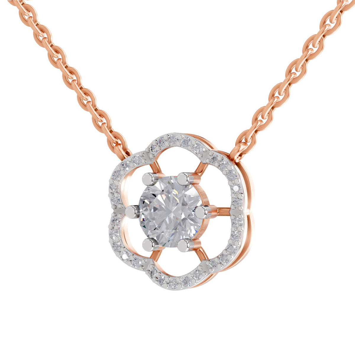 Ethereal Round Floral Diamond Necklace