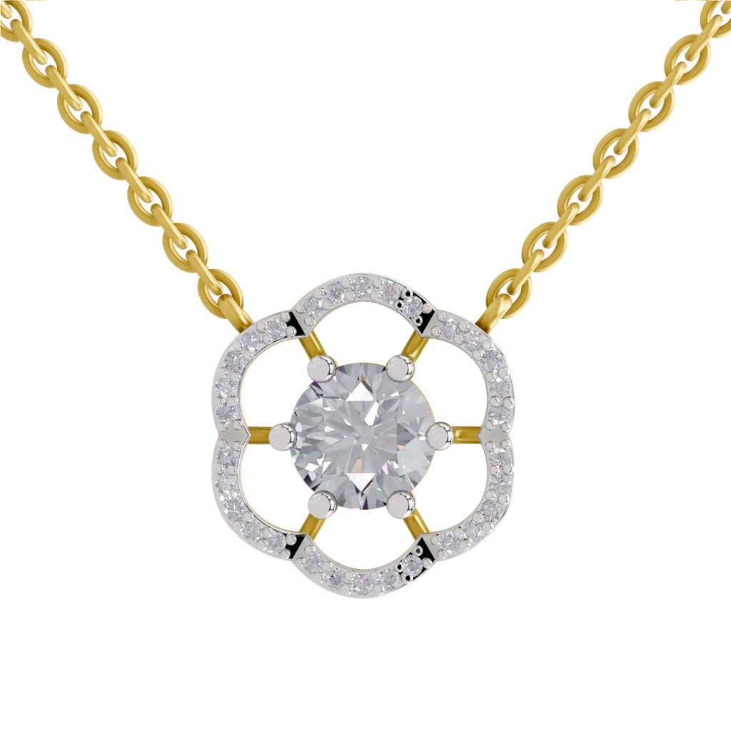 1.15 Carat Round Floral Necklace 14K - Rose Gold