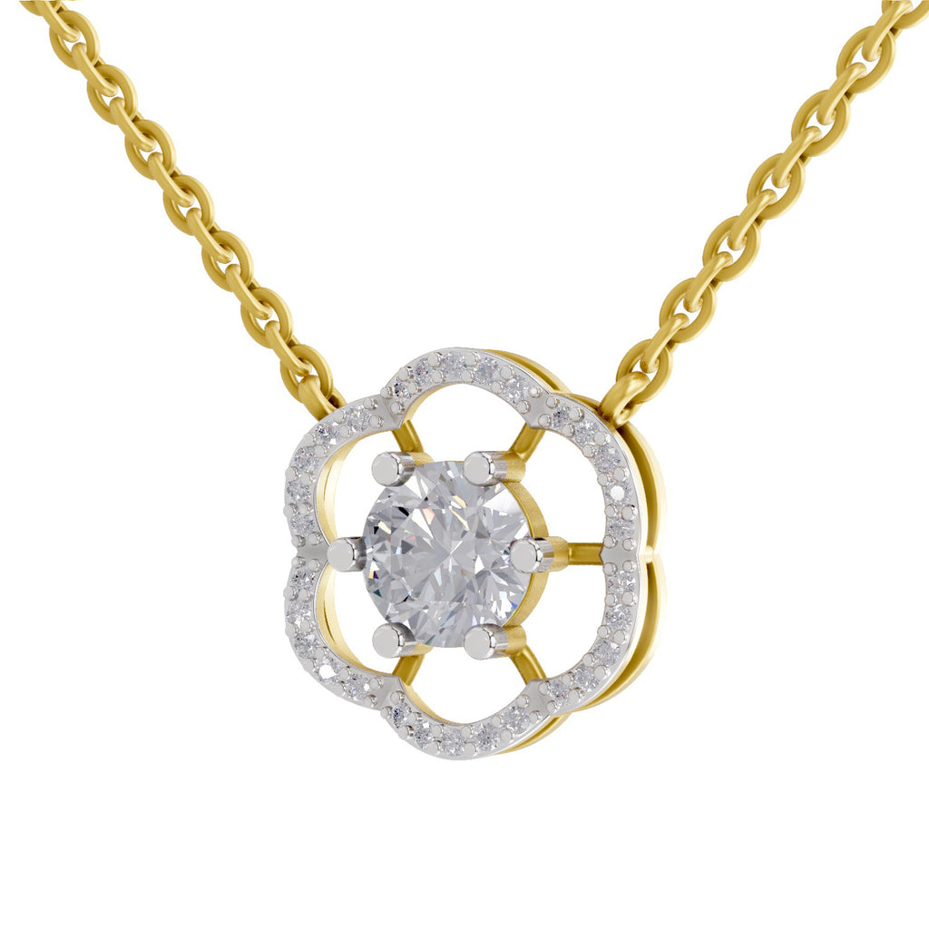 1.15 Carat Round Floral Necklace 14K - Rose Gold