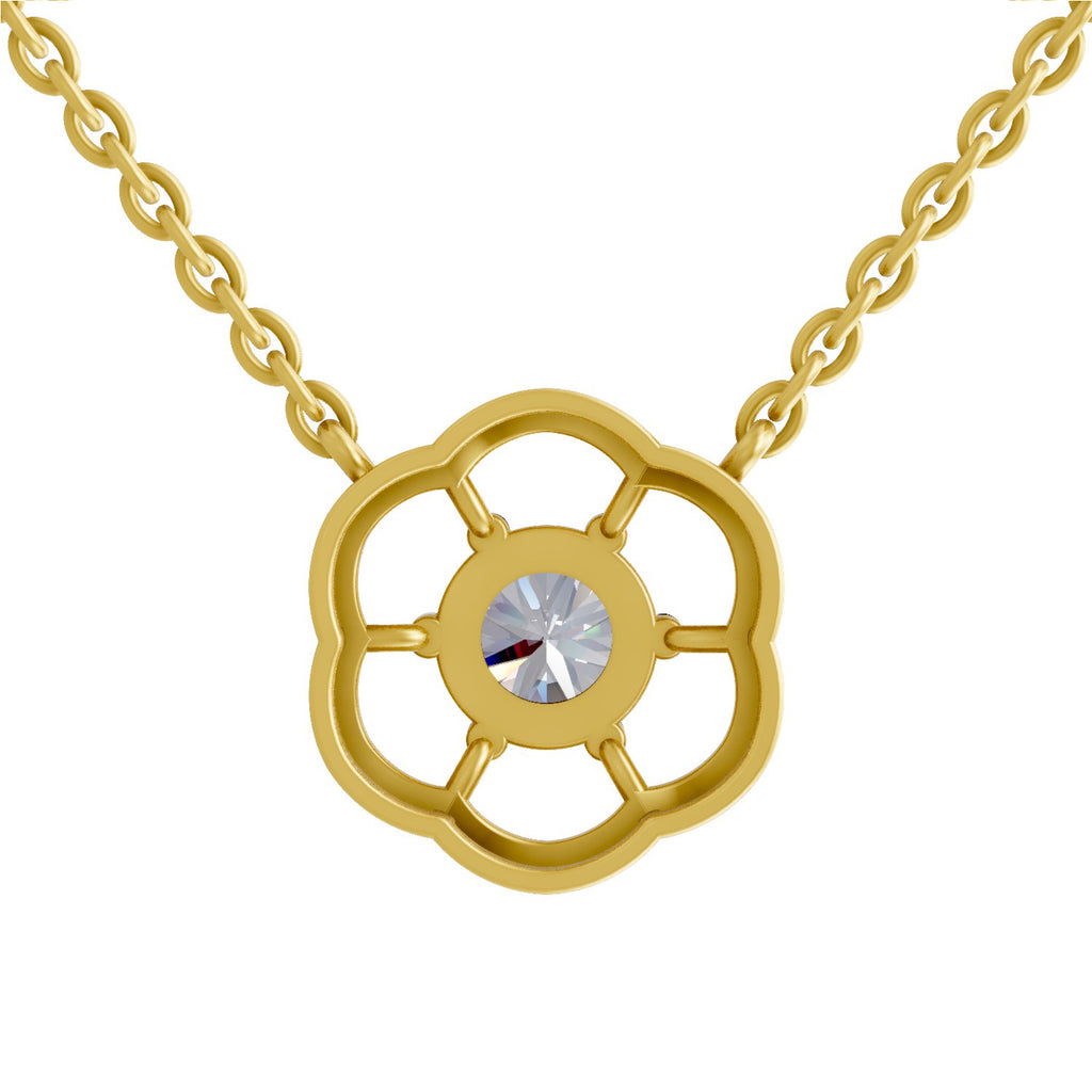 1.15 Carat Round Floral Necklace 14K - Rose Gold