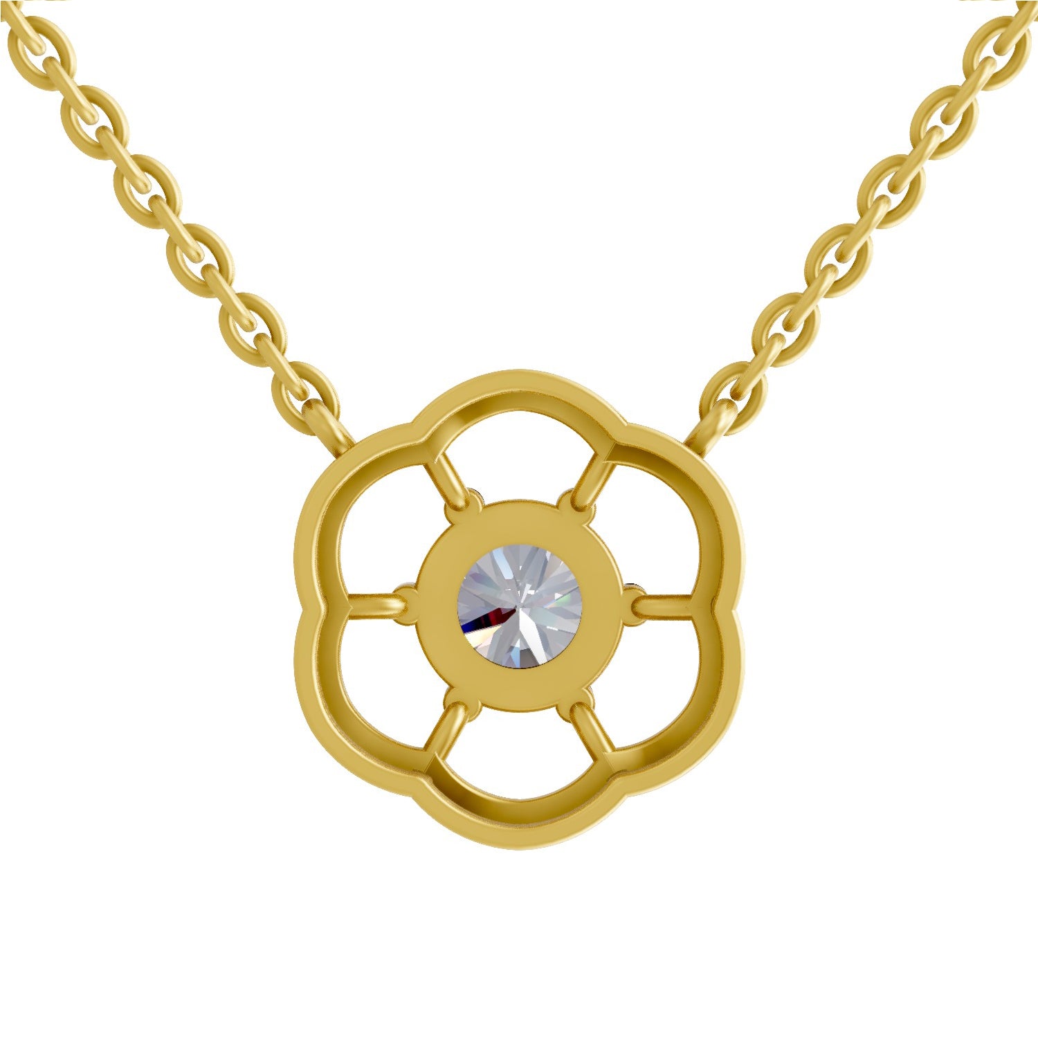 1.15 Carat Round Floral Necklace 14K - Rose Gold