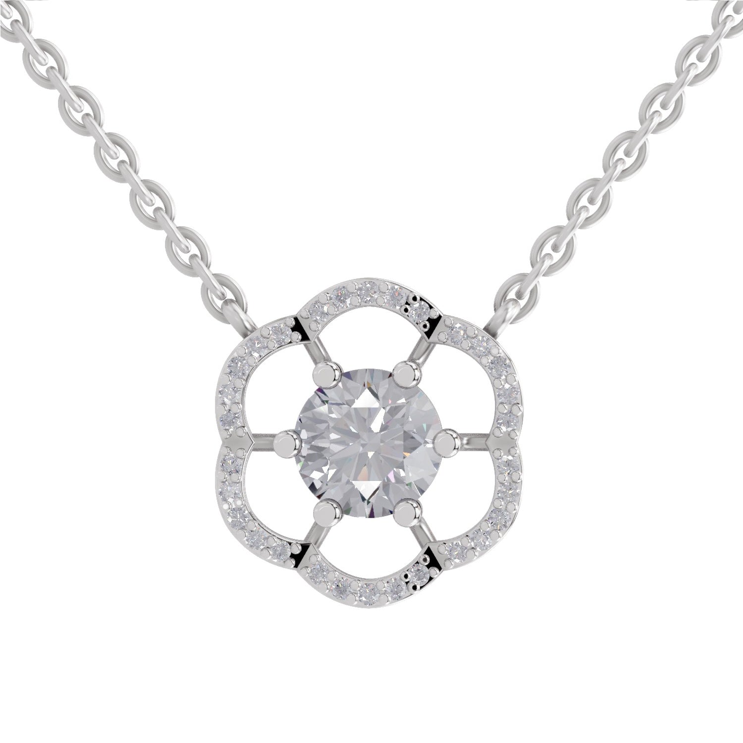 Ethereal Round Floral Diamond Necklace