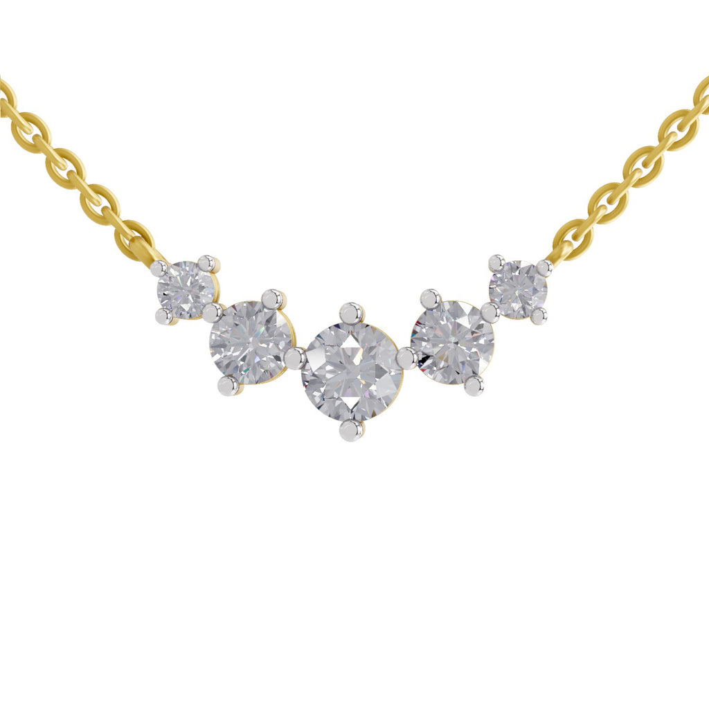 1.31 Carat Round 5 Stone Necklace 14K - Rose Gold