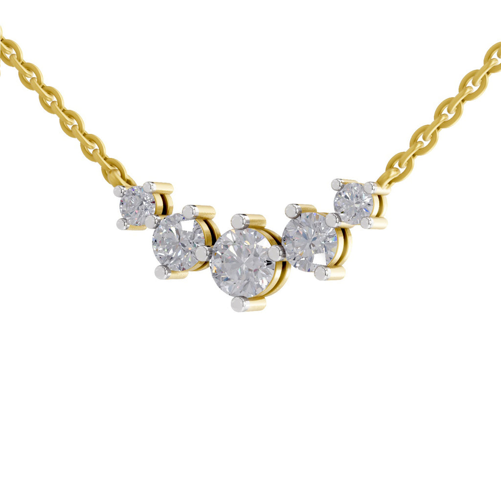 1.31 Carat Round 5 Stone Necklace 14K - Rose Gold