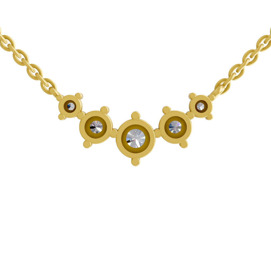 1.31 Carat Round 5 Stone Necklace 14K - Rose Gold