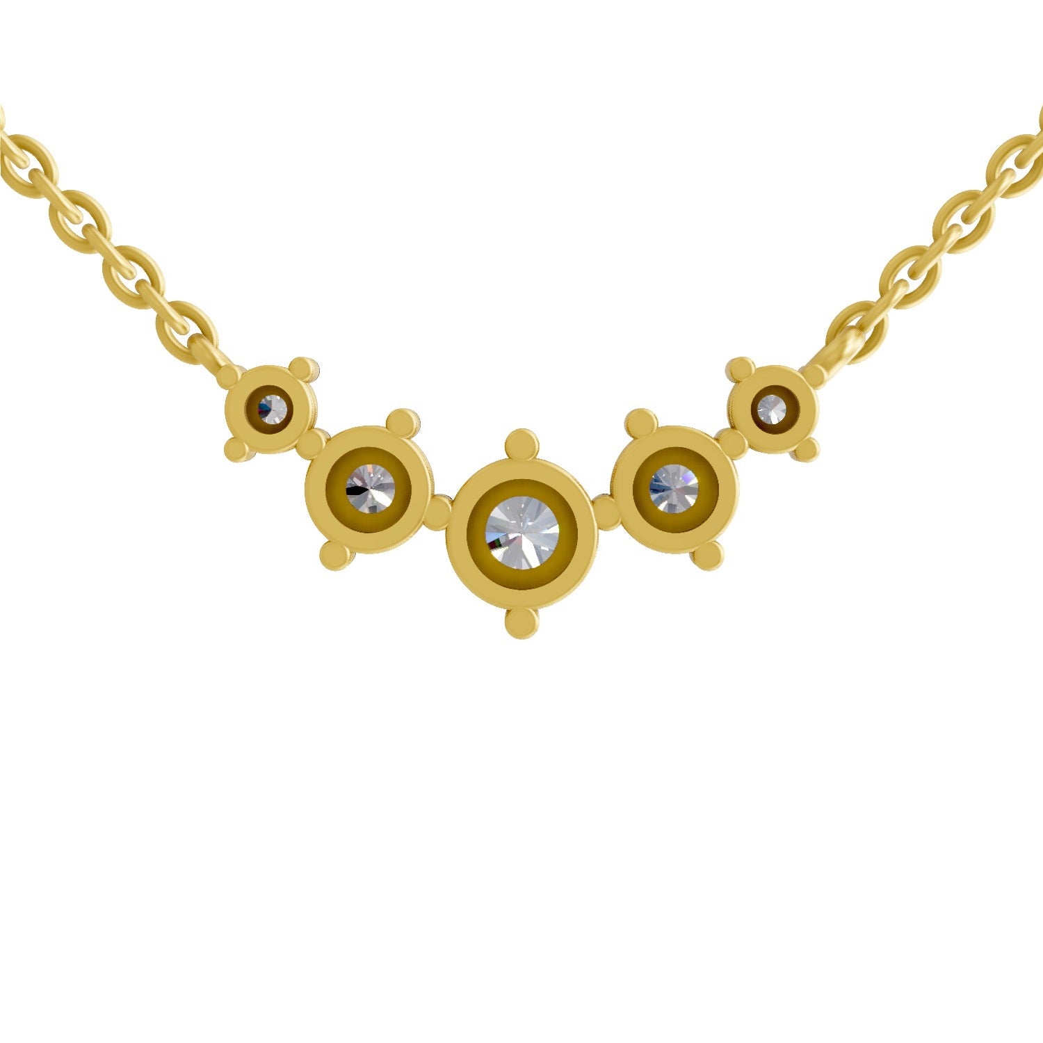 1.31 Carat Round 5 Stone Necklace 14K - Rose Gold