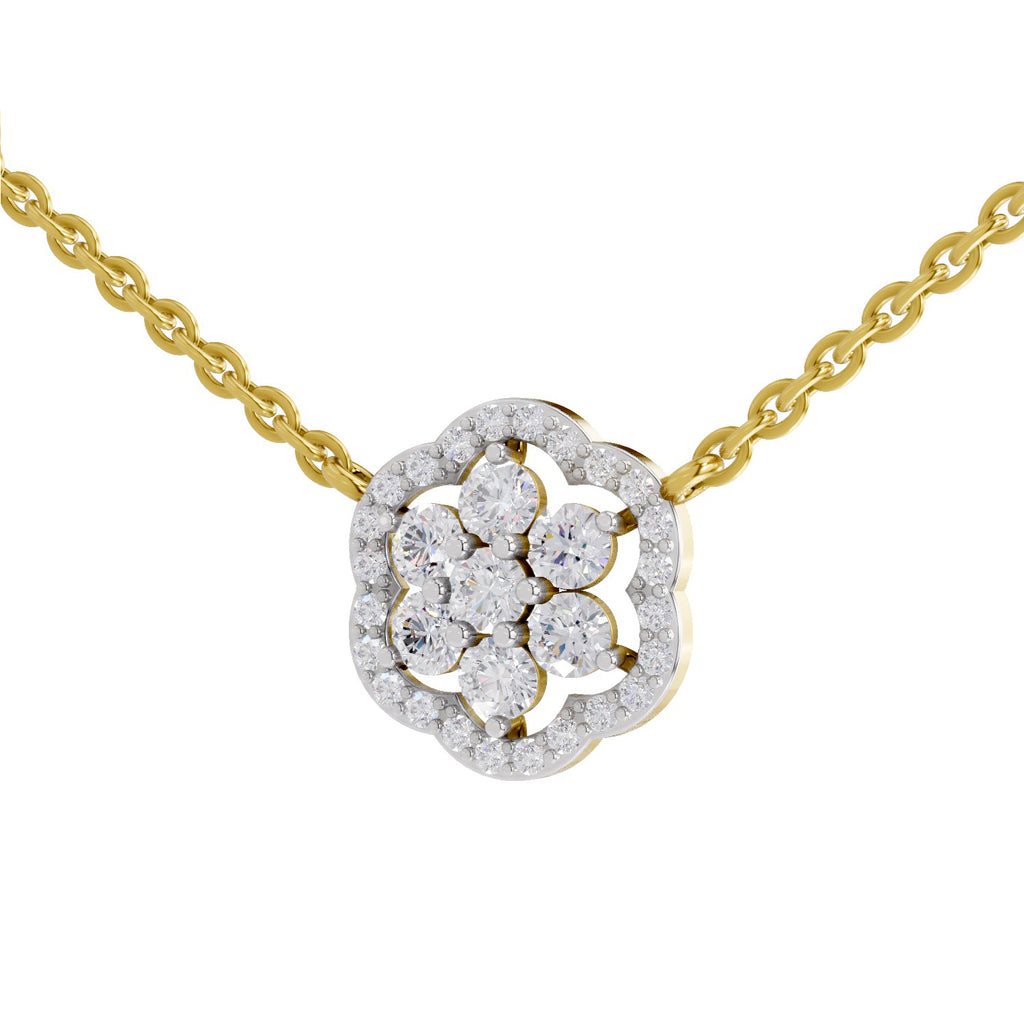 0.98 Carat Round Floral Necklace 14K - Rose Gold