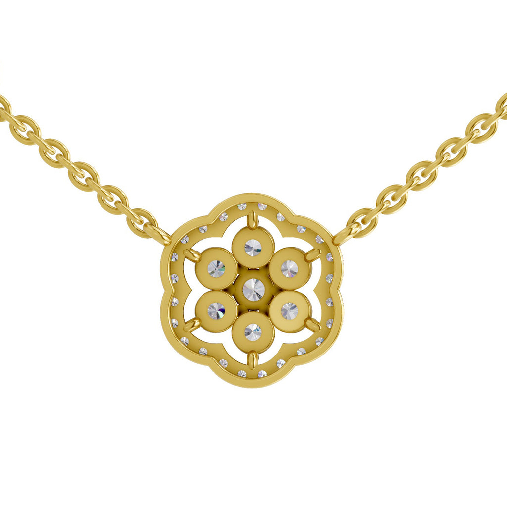 0.98 Carat Round Floral Necklace 14K - Rose Gold