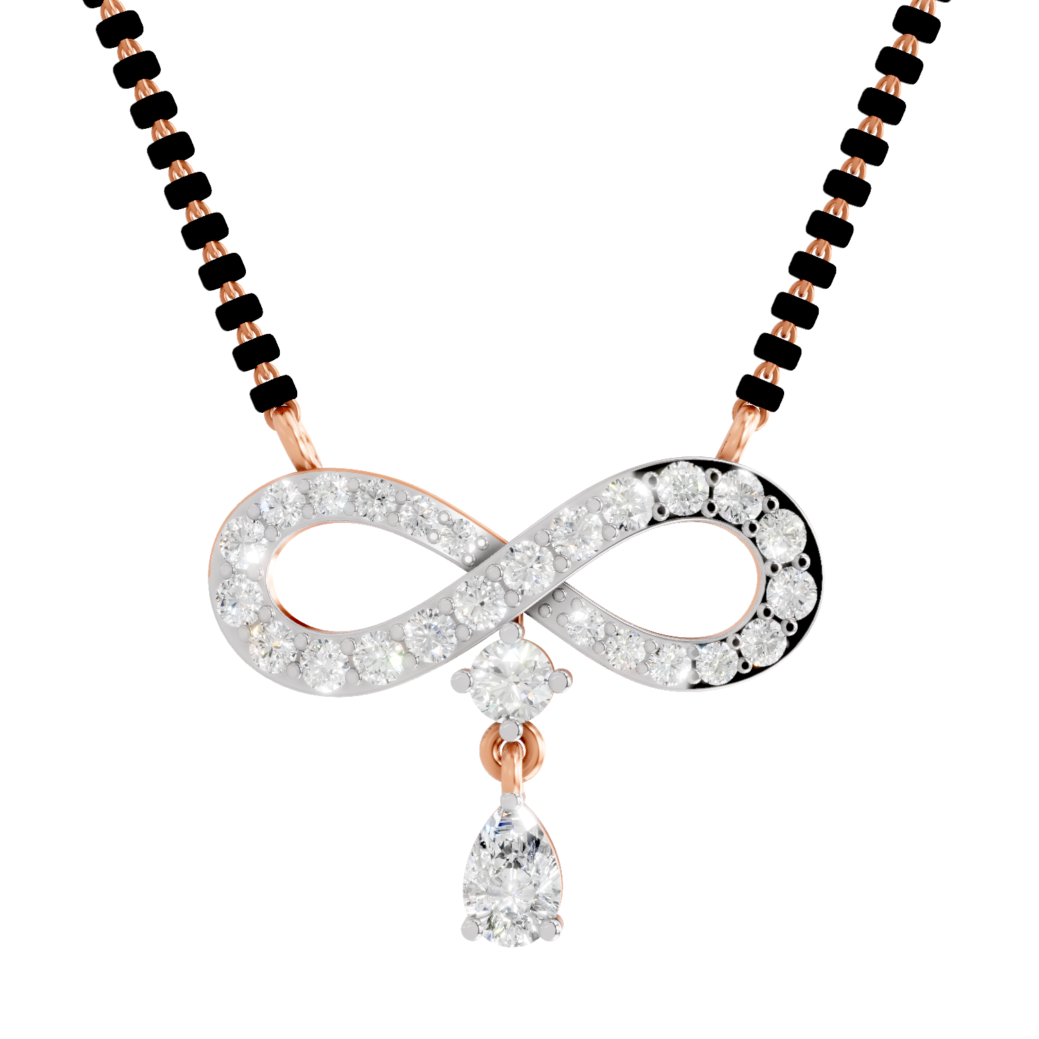 1.35 Carat Pear Diamond Infinity Mangalsutra 14K - Rose Gold
