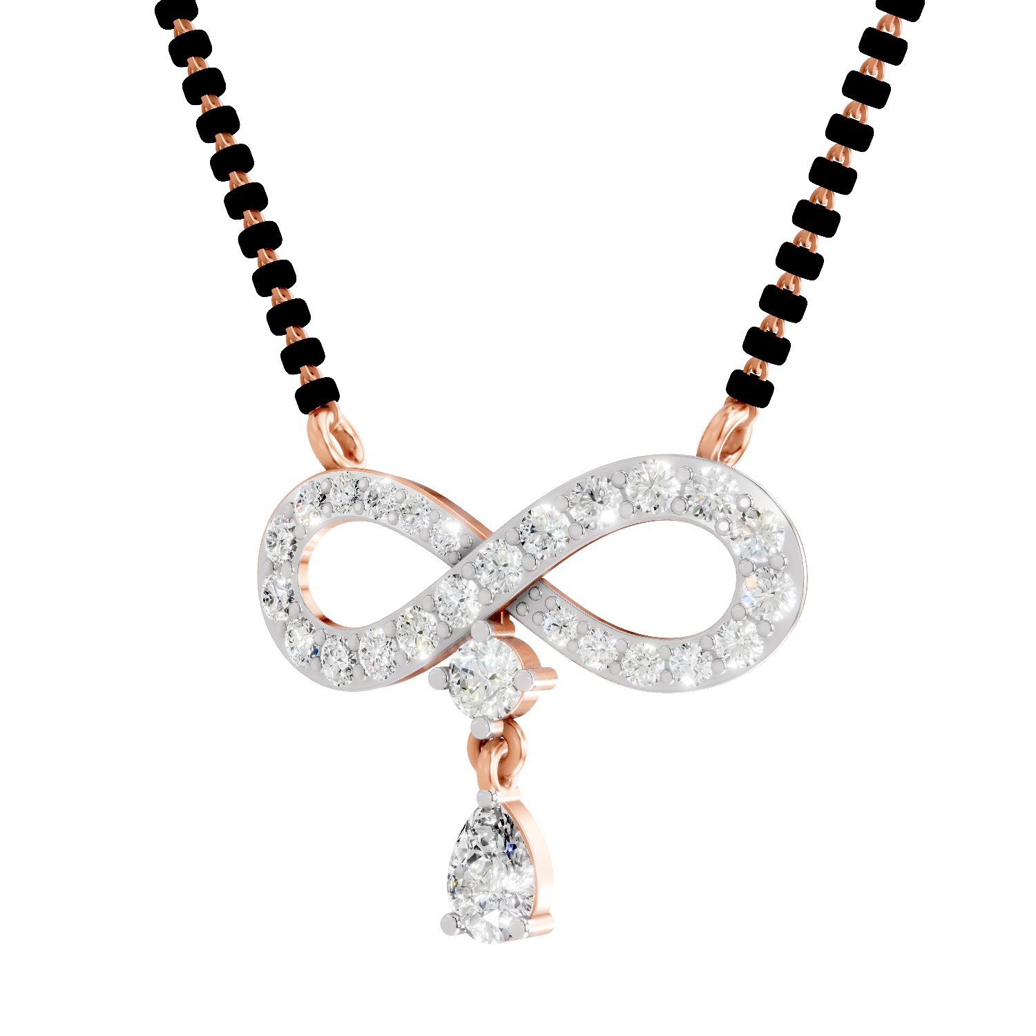 1.35 Carat Pear Diamond Infinity Mangalsutra 14K - Rose Gold