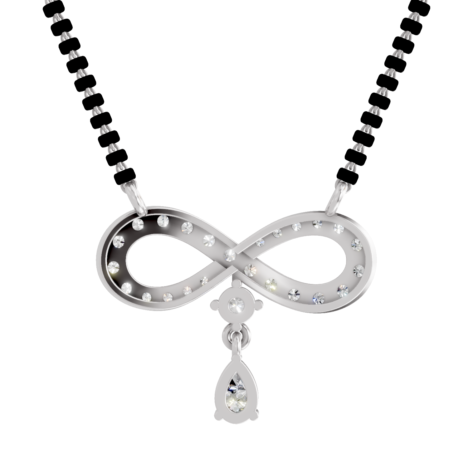 1.35 Carat Pear Diamond Infinity Mangalsutra 14K - White Gold