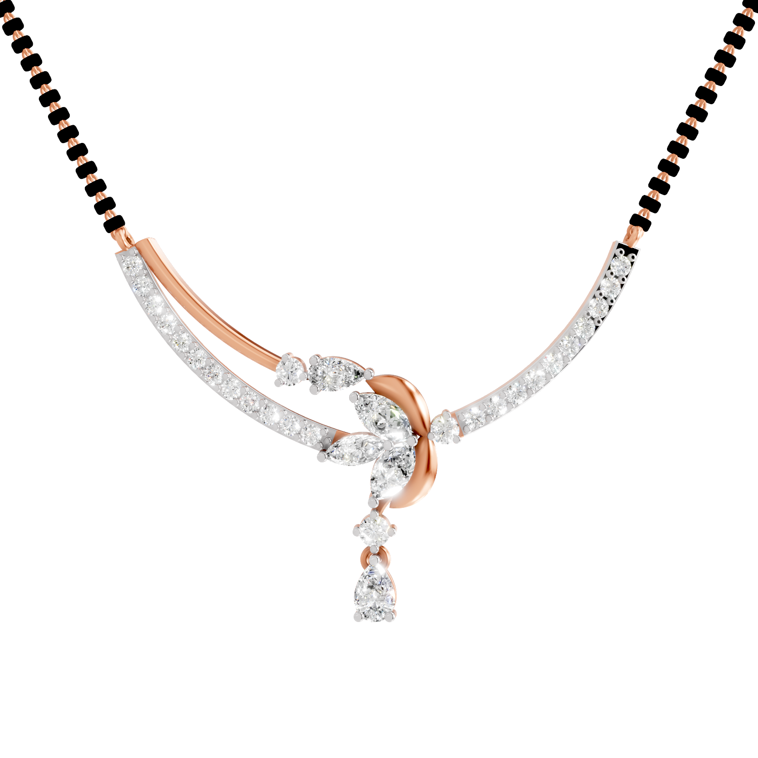 1.66 Carat Diamond Curved Cluster Pendant Pendant Necklace 14K - Rose Gold