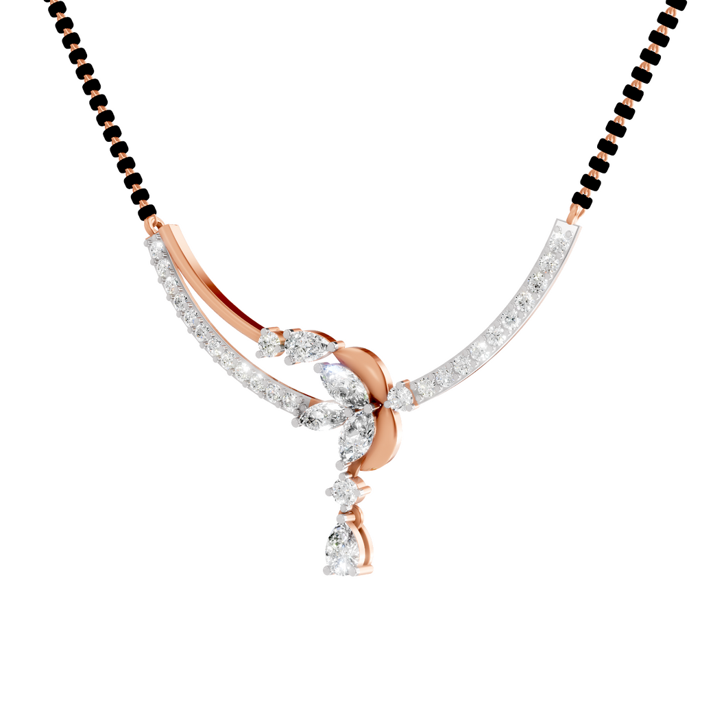 1.66 Carat Diamond Curved Cluster Pendant Pendant Necklace 14K - Rose Gold