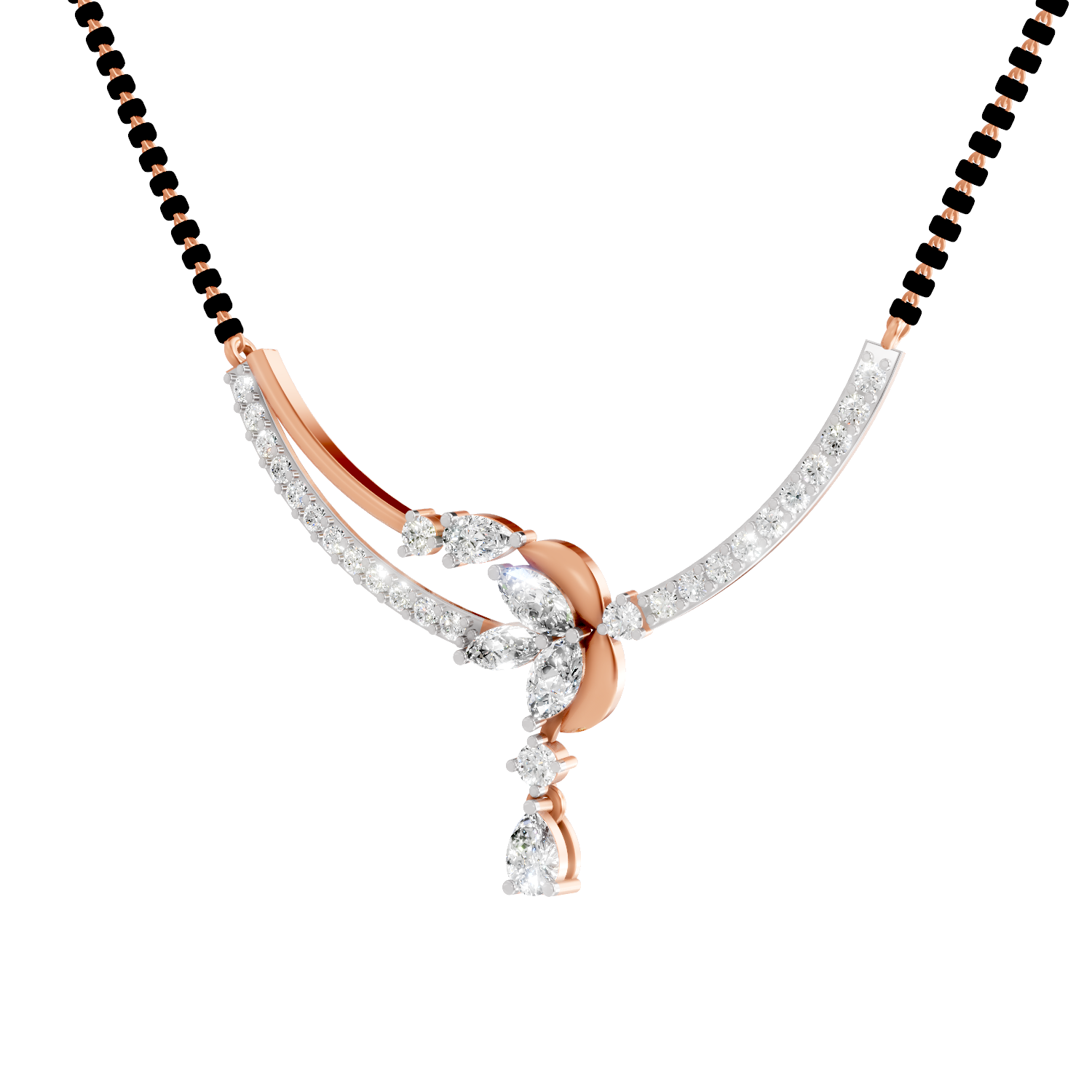 1.66 Carat Diamond Curved Cluster Pendant Pendant Necklace 14K - Rose Gold