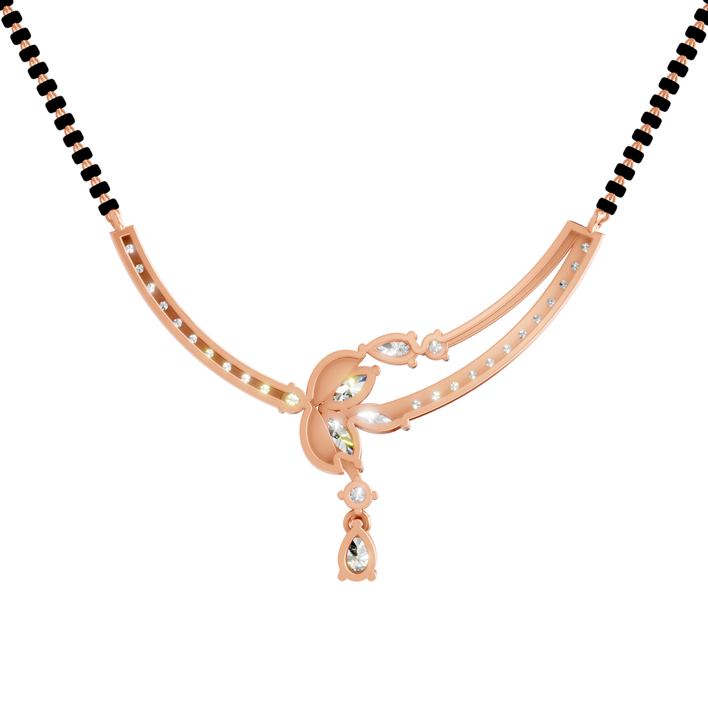 1.66 Carat Diamond Curved Cluster Pendant Pendant Necklace 14K - Rose Gold