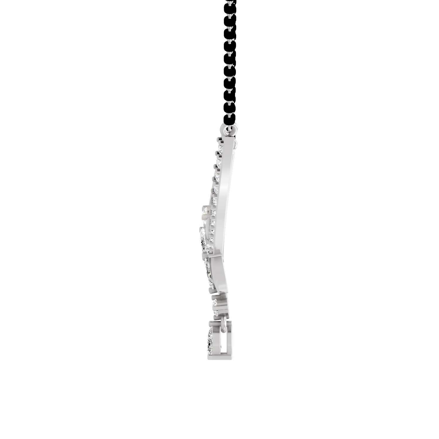 1.66 Carat Diamond Curved Cluster Pendant Pendant Necklace 14K - White Gold
