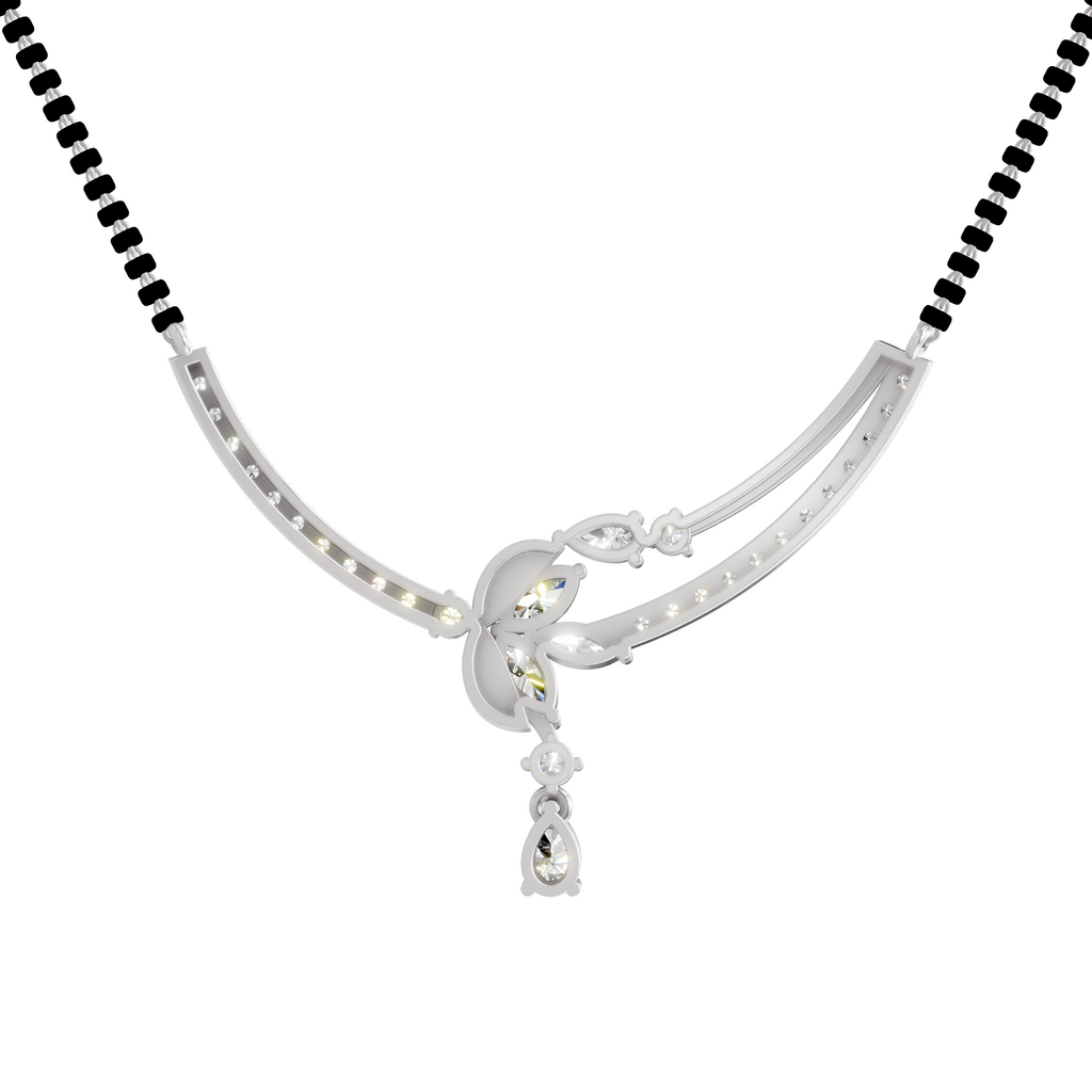 1.66 Carat Diamond Curved Cluster Pendant Pendant Necklace 14K - White Gold
