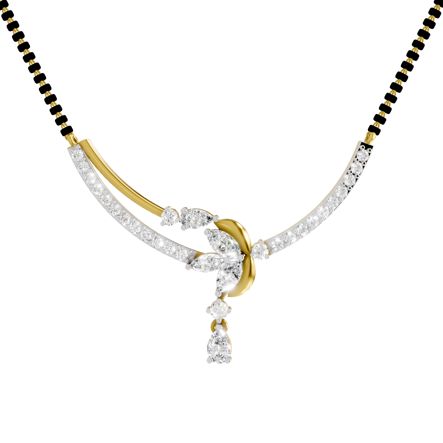 1.66 Carat Diamond Curved Cluster Pendant Pendant Necklace 14K