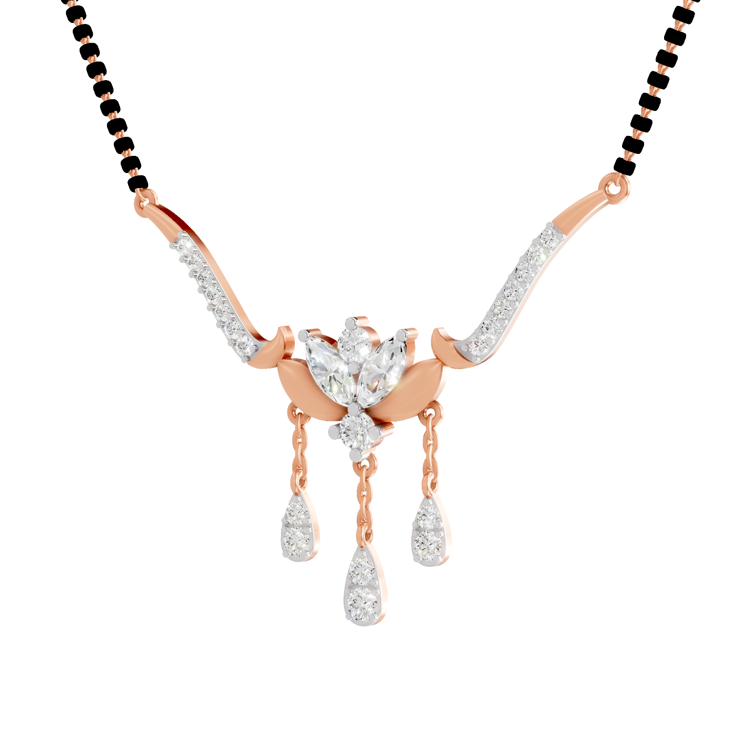 1.34 Carat Marquise Diamond Mangalsutra 14K - Rose Gold