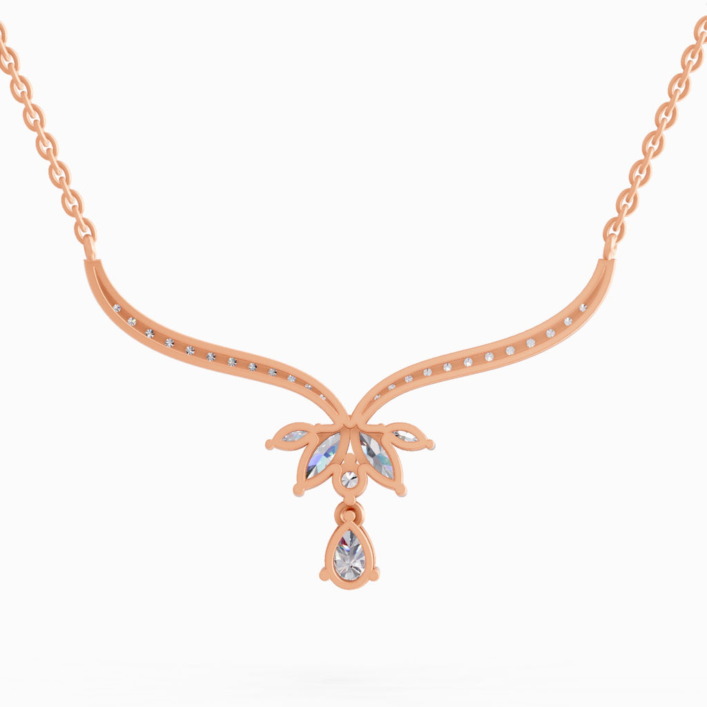1.42 Carat Lotus Bloom Mangalsutra Pendant Necklace 14K - Rose Gold