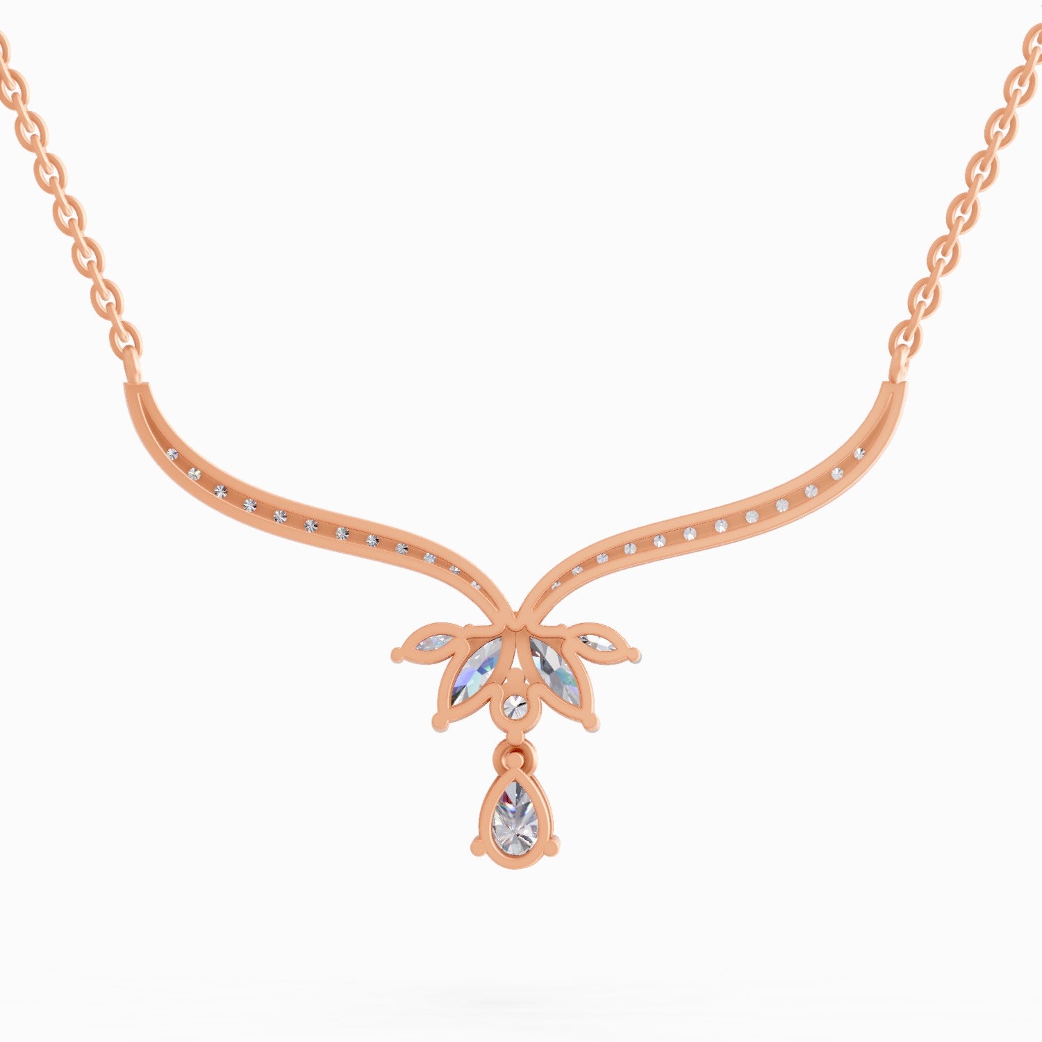 1.42 Carat Lotus Bloom Mangalsutra Pendant Necklace 14K - Rose Gold