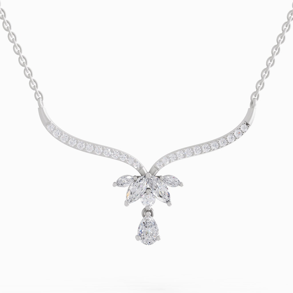 1.42 Carat Lotus Bloom Mangalsutra Pendant Necklace 14K - White Gold